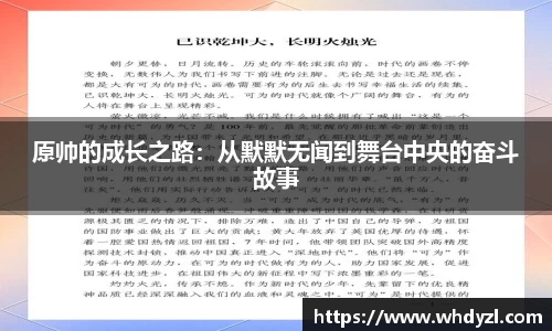原帅的成长之路：从默默无闻到舞台中央的奋斗故事